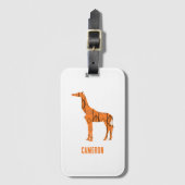 Abstrakte Giraffe Silhouette Monogramm Gepäckanhänger (Vorderseite Vertikal)