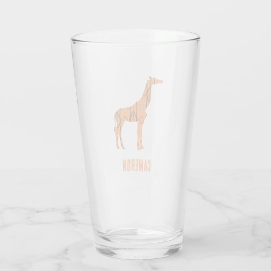 Abstrakte Giraffe Silhouette Monogramm Glas (Rückseite)