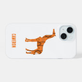 Abstrakte Giraffe Silhouette Monogramm iPhone 15 Hülle (Rückseite (Horizontal))