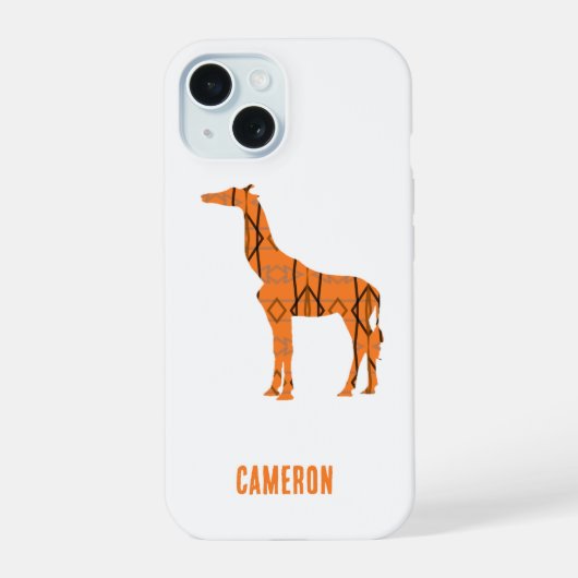 Abstrakte Giraffe Silhouette Monogramm iPhone 15 Hülle (Rückseite)