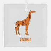 Abstrakte Giraffe Silhouette Monogramm Ornament Aus Glas (Rückseite)
