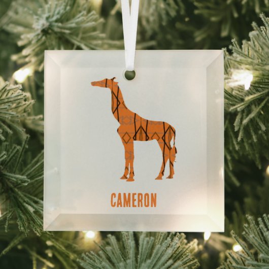 Abstrakte Giraffe Silhouette Monogramm Ornament Aus Glas (Insitu)