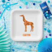Abstrakte Giraffe Silhouette Monogramm Pappteller (Party)