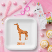 Abstrakte Giraffe Silhouette Monogramm Pappteller (Party)