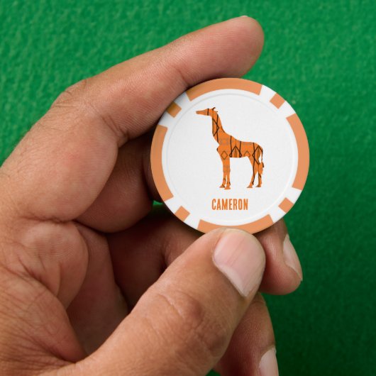Abstrakte Giraffe Silhouette Monogramm Pokerchips (Hand)