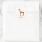 Abstrakte Giraffe Silhouette Monogramm Quadratischer Aufkleber (Tasche)