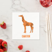 Abstrakte Giraffe Silhouette Monogramm Serviette (Beispiel)