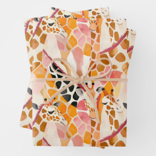 Abstrakte Giraffen in Rosa Geschenkpapier Set