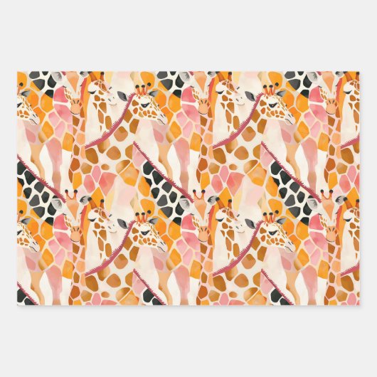 Abstrakte Giraffen in Rosa Geschenkpapier Set (Vorderseite)