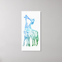 Abstrakte Giraffen Zeichnend Kiss Canvas Print