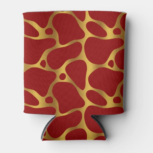 Abstrakte Giraffenmuster in Rot und Gold Dosenkühler (Vorderseite)