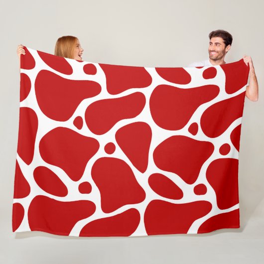 Abstrakte Giraffenmuster in Rot und Weiß Fleecedecke (Beispiel)
