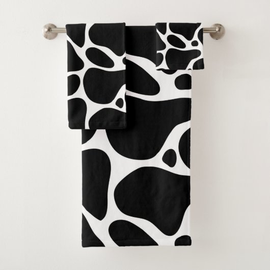 Abstrakte Giraffenmuster in Schwarzweiß Badhandtuch Set (Insitu)