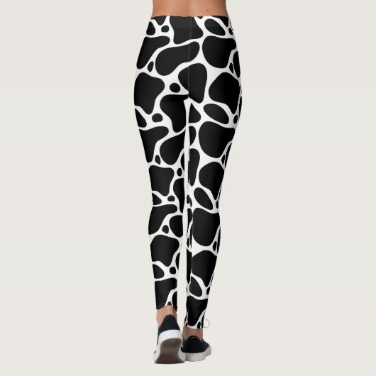 Abstrakte Giraffenmuster in Schwarzweiß Leggings (Rückseite)