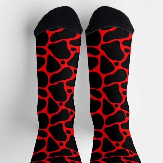 Abstrakte Giraffensocken in Rot und Schwarz Socken (Oben)