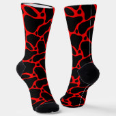 Abstrakte Giraffensocken in Rot und Schwarz Socken (Gewinkelt)