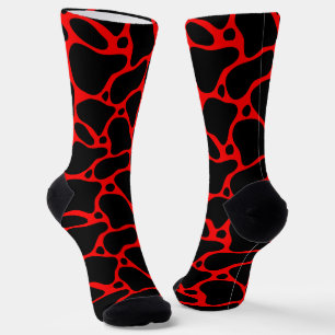 Abstrakte Giraffensocken in Rot und Schwarz Socken