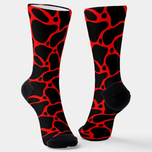 Abstrakte Giraffensocken in Rot und Schwarz Socken (Gewinkelt)