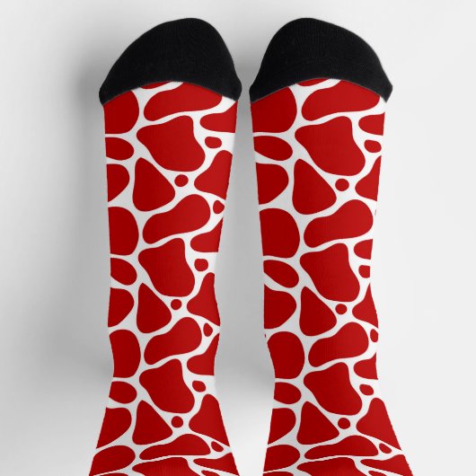 Abstrakte Giraffensocken, rot-weiß Socken (Oben)