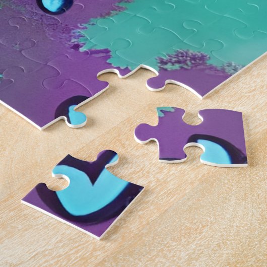 Abstrakte Girl and Bird Lila und Aquamarin Puzzle (Seite)