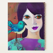 Abstrakte Girl & Bird Lila und Aquamarin Personali Planer (Rückseite)