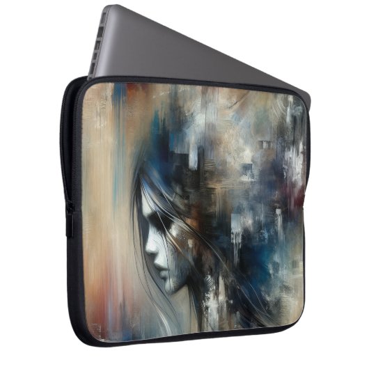 Abstrakte Girl-Malerei Laptopschutzhülle (Vorne Rechts)