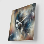 Abstrakte Girl-Malerei Quadratische Wanduhr (Winkel)
