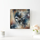 Abstrakte Girl-Malerei Quadratische Wanduhr (Zuhause)