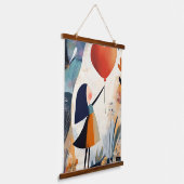 Abstrakte Girl mit Ballon: Whimsical Artwork Wandteppich Mit Holzrahmen (Gewinkelt)