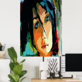 Abstrakte Girls-Gesicht Poster (Heimbüro)