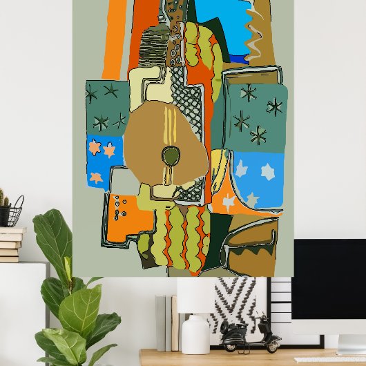 Abstrakte Gitarre Poster (Heimbüro)
