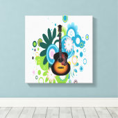 Abstrakte Gitarre ummantelte Canvas Leinwanddruck (Insitu (Holzboden))