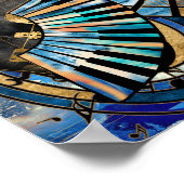 Abstrakte Gitarre und Keys Art Collage gemischte T Poster (Ecke)