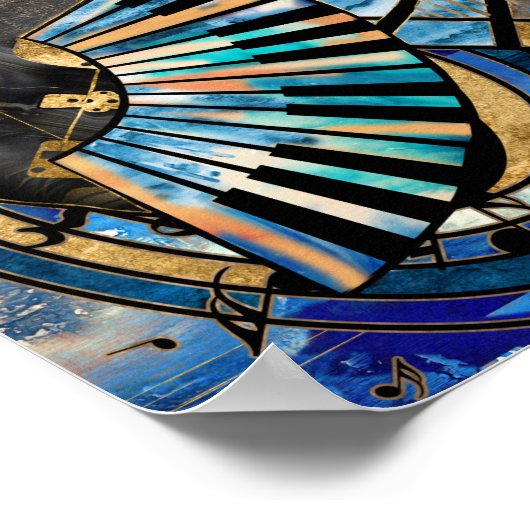 Abstrakte Gitarre und Keys Art Collage gemischte T Poster (Ecke)