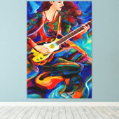 Abstrakte Gitarrenspielerin Leinwanddruck (Insitu (Holzboden))