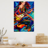 Abstrakte Gitarrenspielerin Poster (Küche)