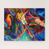 Abstrakte Gitarrenspielerin Puzzle (Horizontal)