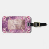 Abstrakte Glam-Rosa- und Goldtextur Gepäckanhänger (Vorderseite horizontal)