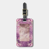 Abstrakte Glam-Rosa- und Goldtextur Gepäckanhänger (Vorderseite vertikal)