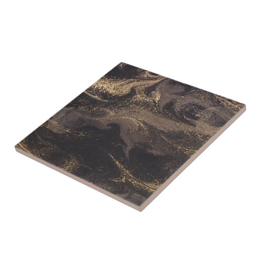 Abstrakte Glam-Schwarz-Gold-Textur Fliese (Seite)