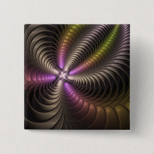 Abstrakte glänzende trippige bunte 3D-Fraktalkunst Button