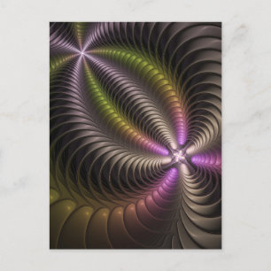 Abstrakte glänzende trippige bunte 3D-Fraktalkunst Postkarte