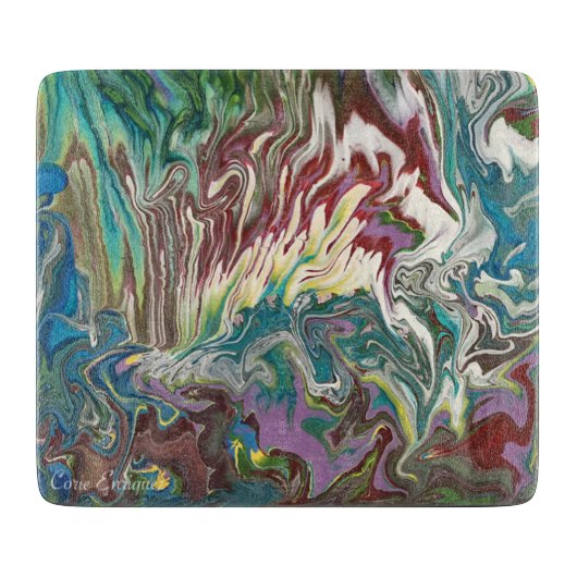 Abstrakte Glasdekoration Schneidebrett (Vorderseite)