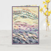 Abstrakte Glasfaserkunst in cremefarbenem Rosa Karte (Gelbe Blume)