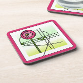 Abstrakte Glasgow Rose Beverage Coaster Getränkeuntersetzer (Linke Seite)