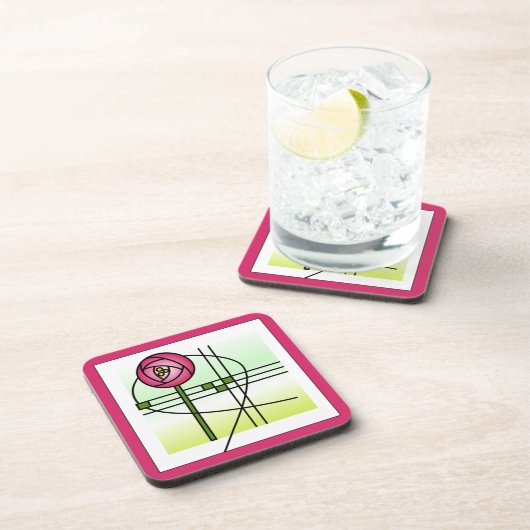 Abstrakte Glasgow Rose Beverage Coaster Getränkeuntersetzer (Rechte Seite)