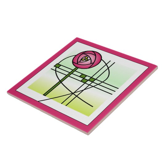 Abstrakte Glasgow Rose Keramik Tile Fliese (Seite)