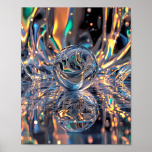 Abstrakte Glaskugel mit Reflektionen - Esfera de Poster