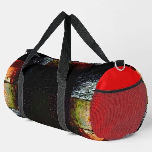Abstrakte Glitch-Art-Digitale Verzerrung Gitter Duffle Bag (Rechte Ecke)