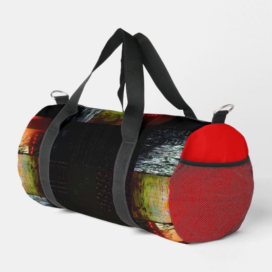 Abstrakte Glitch-Art-Digitale Verzerrung Gitter Duffle Bag (Rechte Ecke)